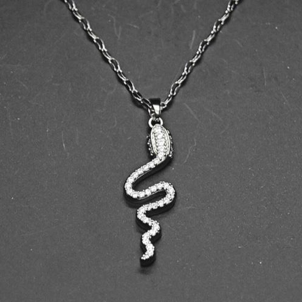 Rhinestone Silver Snake Necklace